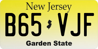 NJ license plate B65VJF