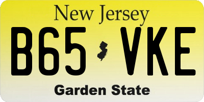 NJ license plate B65VKE