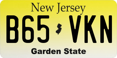 NJ license plate B65VKN