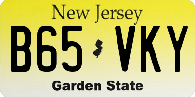 NJ license plate B65VKY