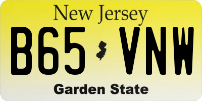 NJ license plate B65VNW