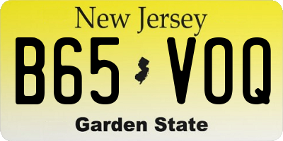 NJ license plate B65VOQ
