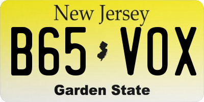 NJ license plate B65VOX