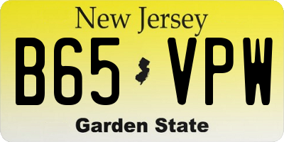 NJ license plate B65VPW