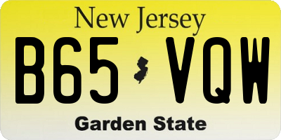 NJ license plate B65VQW