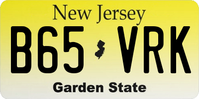 NJ license plate B65VRK