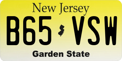 NJ license plate B65VSW