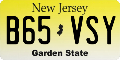 NJ license plate B65VSY
