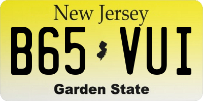NJ license plate B65VUI