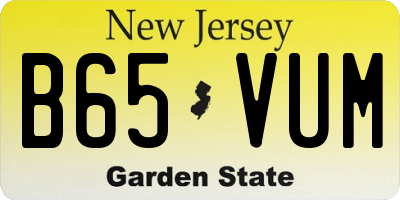 NJ license plate B65VUM