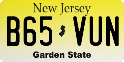 NJ license plate B65VUN