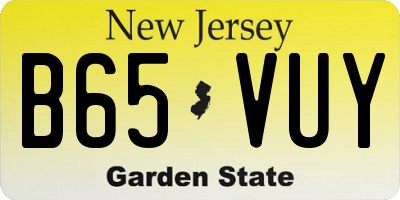 NJ license plate B65VUY