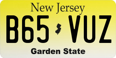 NJ license plate B65VUZ