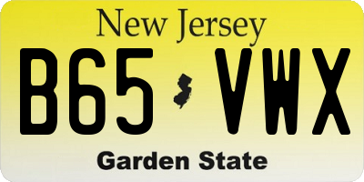 NJ license plate B65VWX