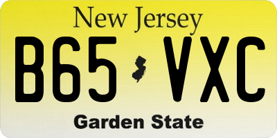 NJ license plate B65VXC