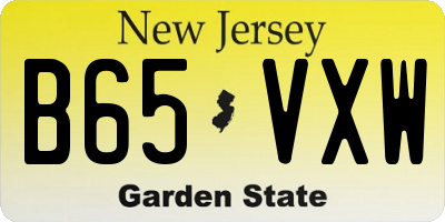 NJ license plate B65VXW