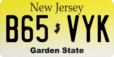 NJ license plate B65VYK