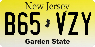 NJ license plate B65VZY