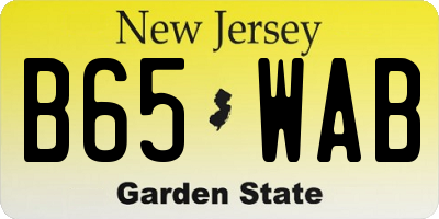 NJ license plate B65WAB
