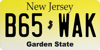 NJ license plate B65WAK