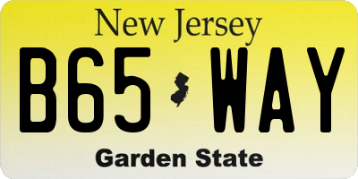 NJ license plate B65WAY