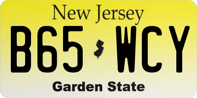 NJ license plate B65WCY