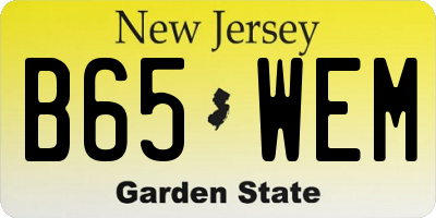 NJ license plate B65WEM