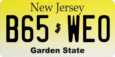 NJ license plate B65WEO