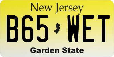 NJ license plate B65WET