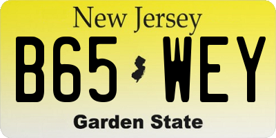 NJ license plate B65WEY