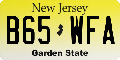 NJ license plate B65WFA