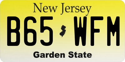 NJ license plate B65WFM