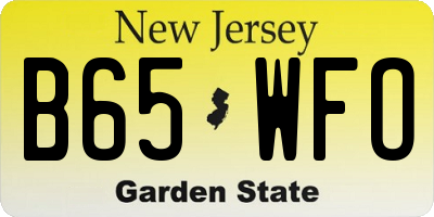 NJ license plate B65WFO