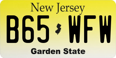 NJ license plate B65WFW