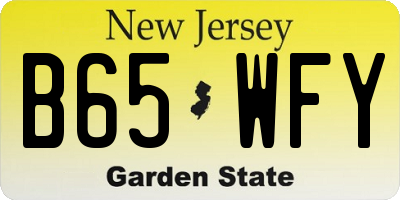 NJ license plate B65WFY