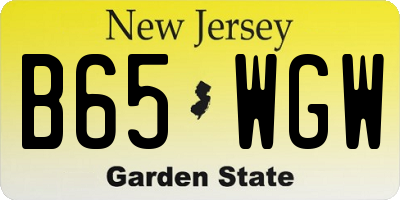 NJ license plate B65WGW