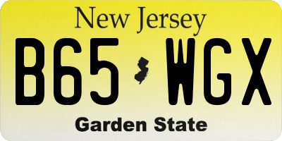 NJ license plate B65WGX