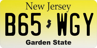 NJ license plate B65WGY