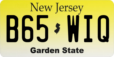 NJ license plate B65WIQ