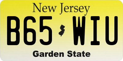 NJ license plate B65WIU