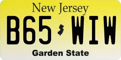 NJ license plate B65WIW