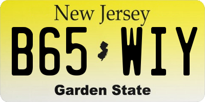 NJ license plate B65WIY