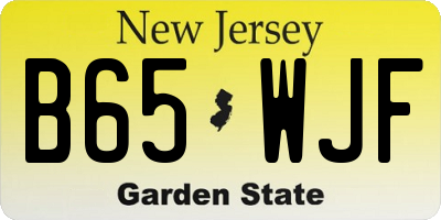 NJ license plate B65WJF