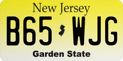 NJ license plate B65WJG