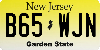 NJ license plate B65WJN