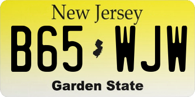 NJ license plate B65WJW