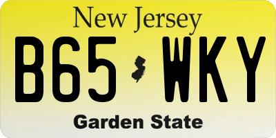 NJ license plate B65WKY