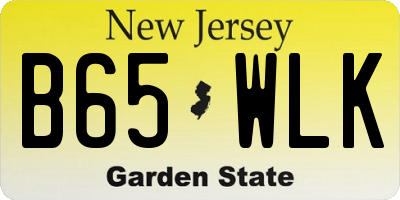 NJ license plate B65WLK