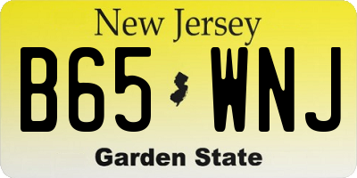 NJ license plate B65WNJ