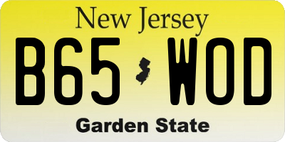 NJ license plate B65WOD